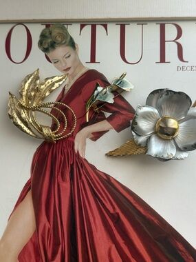 Gold / Silver / Enamel Floral Brooch Set - 3 Women Accessories Vintage